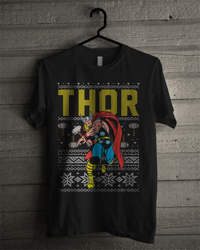 Official Thor Marvel Ugly Christmas T Shirt